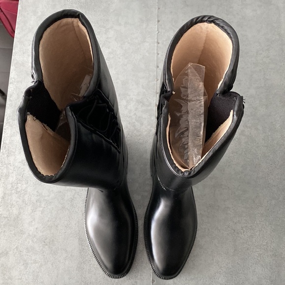 NEW IN BOX däv Black Equestrian Corded Weatherproof Boots / Sz 9 - Picture 3 of 9